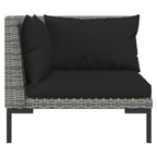 vidaXL 9-tlg. Garten-Lounge-Set mit Kissen Rund Rattan Dunkelgrau