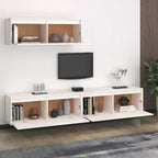 vidaXL 3-teiliges TV-Schrank-Set Weißes Massivholz Kiefer