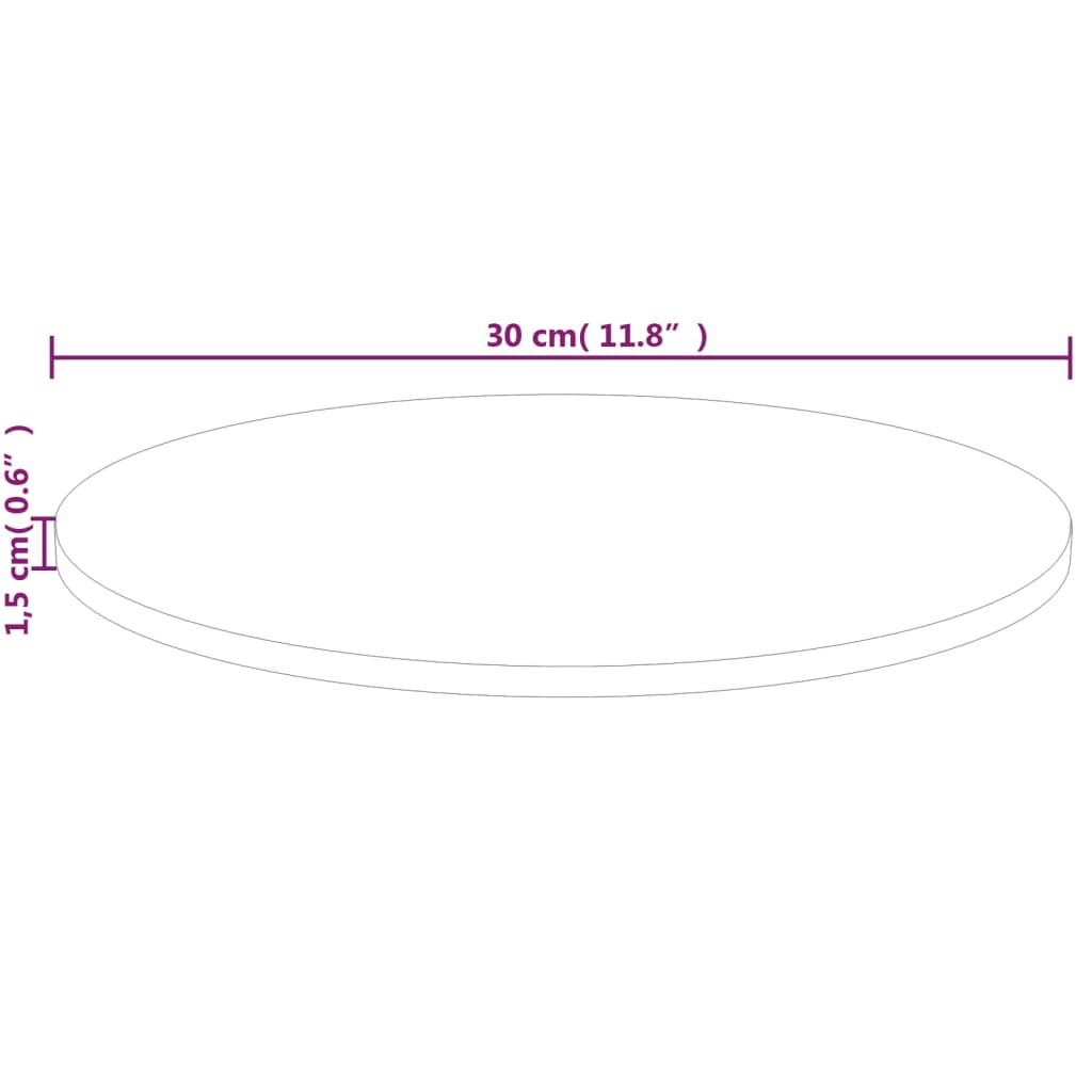 vidaXL Runde Tischplatte Ø30x1,5 cm Unbehandeltes Massivholz Eiche