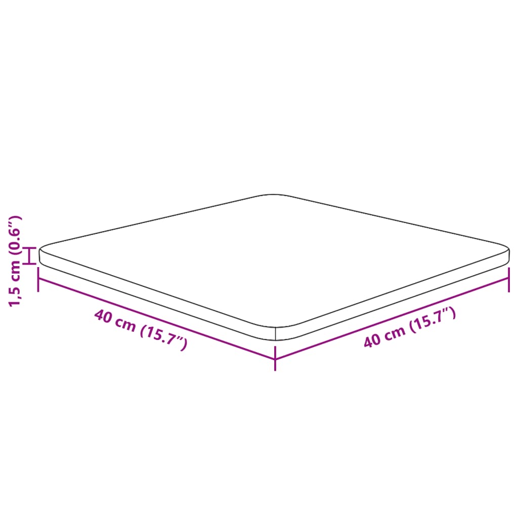 vidaXL Tischplatte Quadratisch 40x40x1,5 cm Eichenholz Unbehandelt