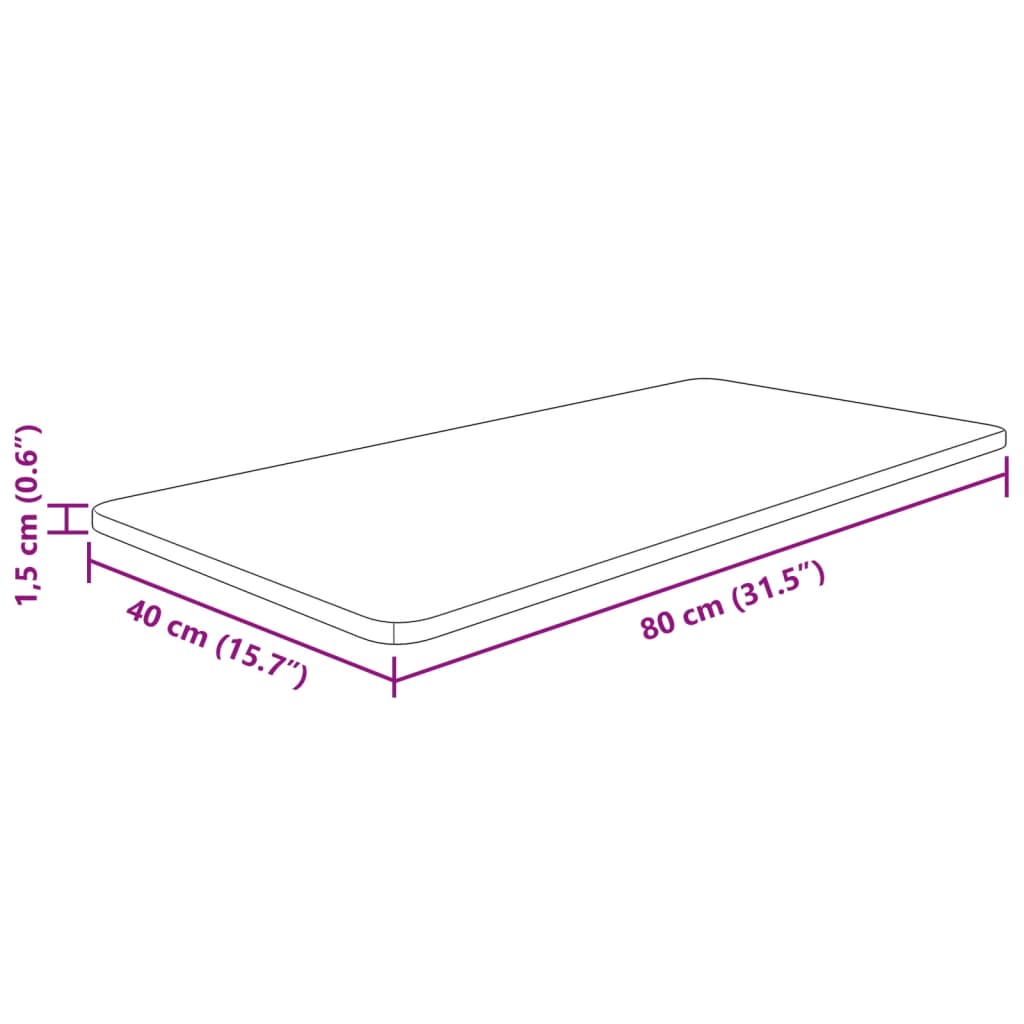 vidaXL Waschtischplatte 80x40x1,5 cm Massivholz Unbehandelt