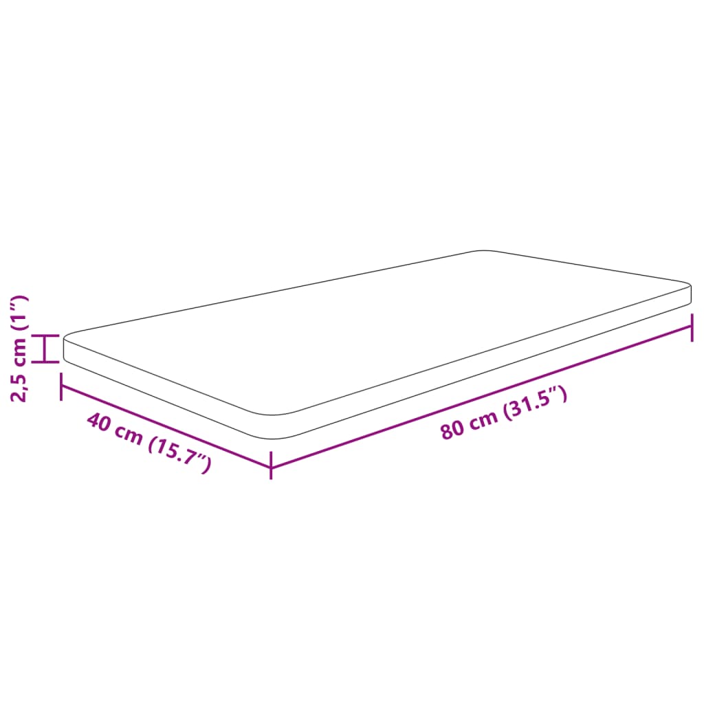 vidaXL Waschtischplatte 80x40x2,5cm cm Massivholz Unbehandelt