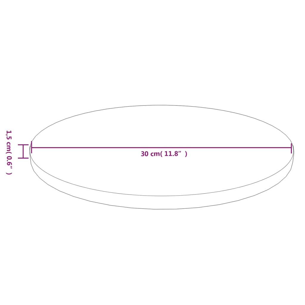 vidaXL Runde Tischplatte Hellbraun Ø30x1,5 cm Behandeltes Eichenholz