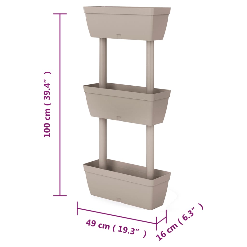 vidaXL Pflanzkübel 3-tlg. 100 cm Taupe