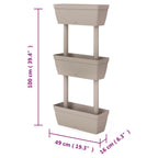 vidaXL Pflanzkübel 3-tlg. 100 cm Taupe
