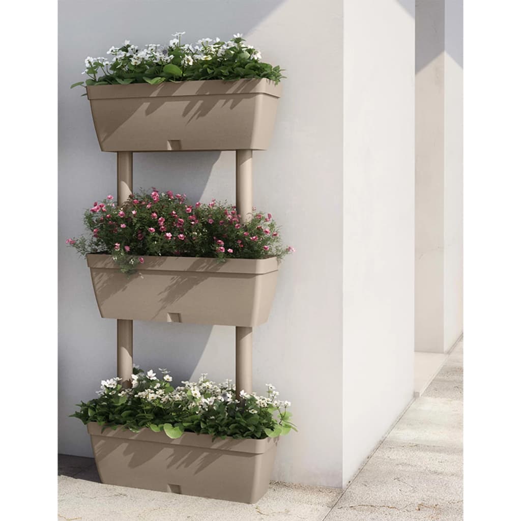vidaXL Pflanzkübel 3-tlg. 100 cm Taupe