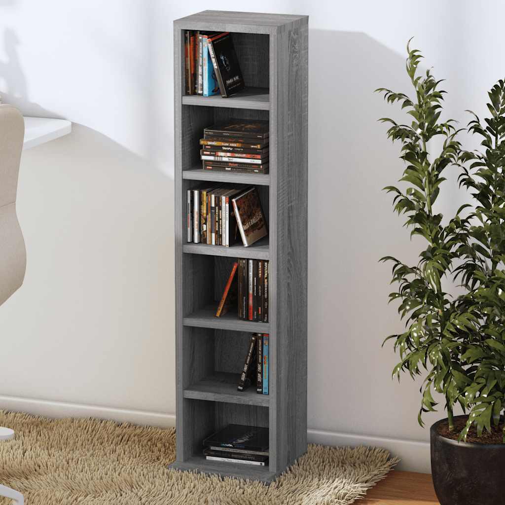 vidaXL CD-Regal Grau Sonoma 21x20x88 cm Holzwerkstoff