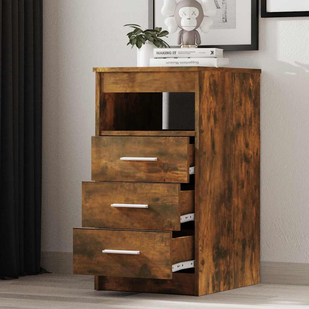 vidaXL Sideboard mit Schubladen Räuchereiche 40x50x76 cm Holzwerkstoff