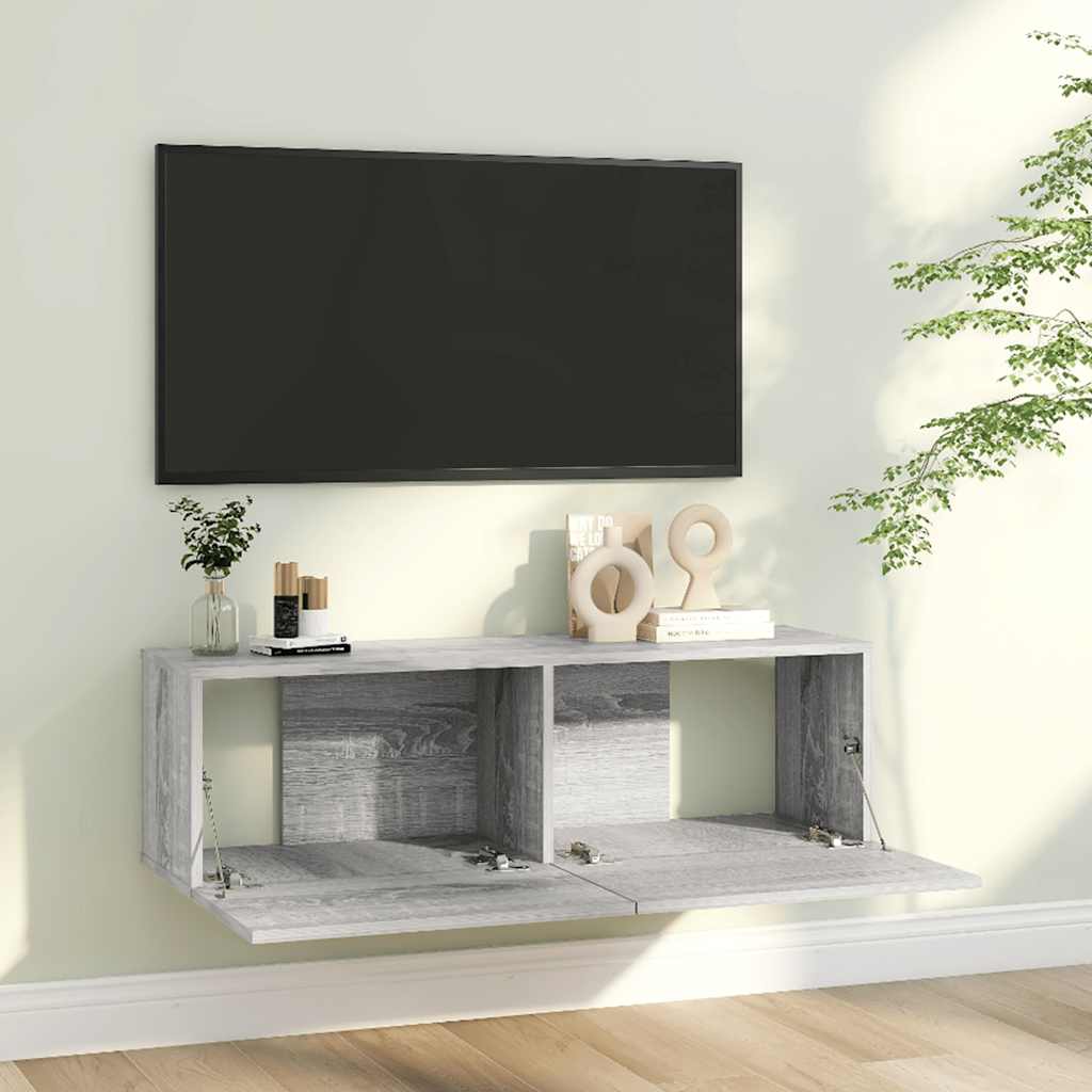 vidaXL TV-Wandschrank Grau Sonoma 100x30x30 cm Holzwerkstoff
