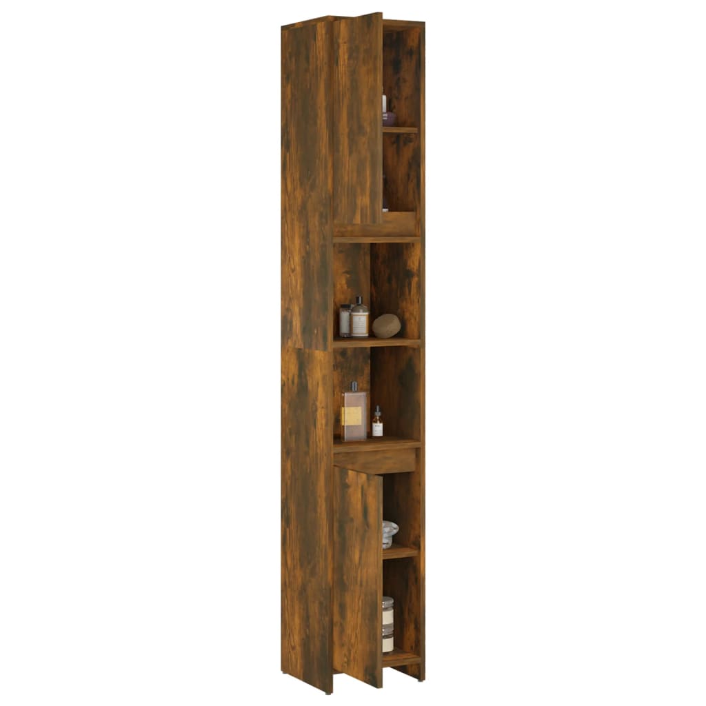 vidaXL Badezimmerschrank Räuchereiche 30x30x183,5 cm Holzwerkstoff