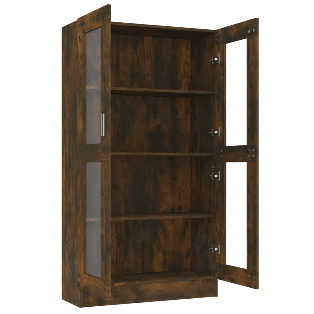 vidaXL Vitrinenschrank Räuchereiche 82,5x30,5x150 cm Holzwerkstoff