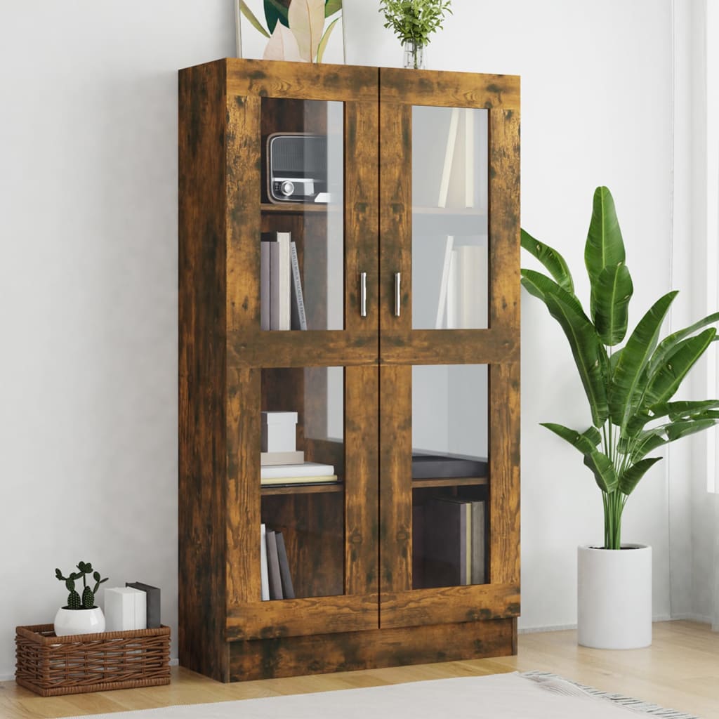 vidaXL Vitrinenschrank Räuchereiche 82,5x30,5x150 cm Holzwerkstoff