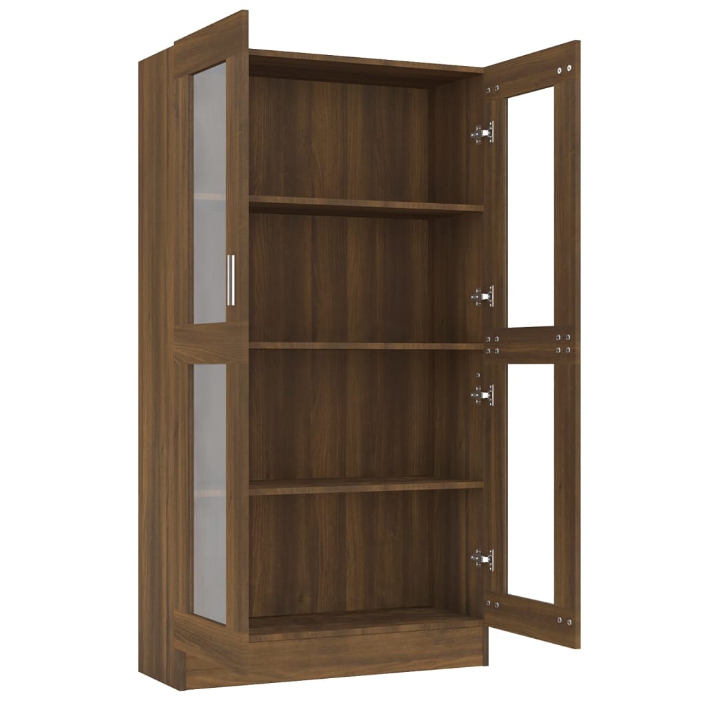 vidaXL Vitrinenschrank Braun Eiche-Optik 82,5x30,5x150cm Holzwerkstoff