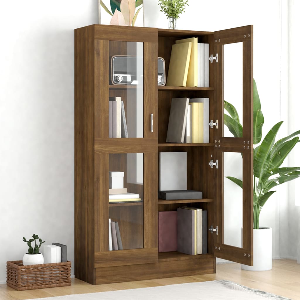 vidaXL Vitrinenschrank Braun Eiche-Optik 82,5x30,5x150cm Holzwerkstoff