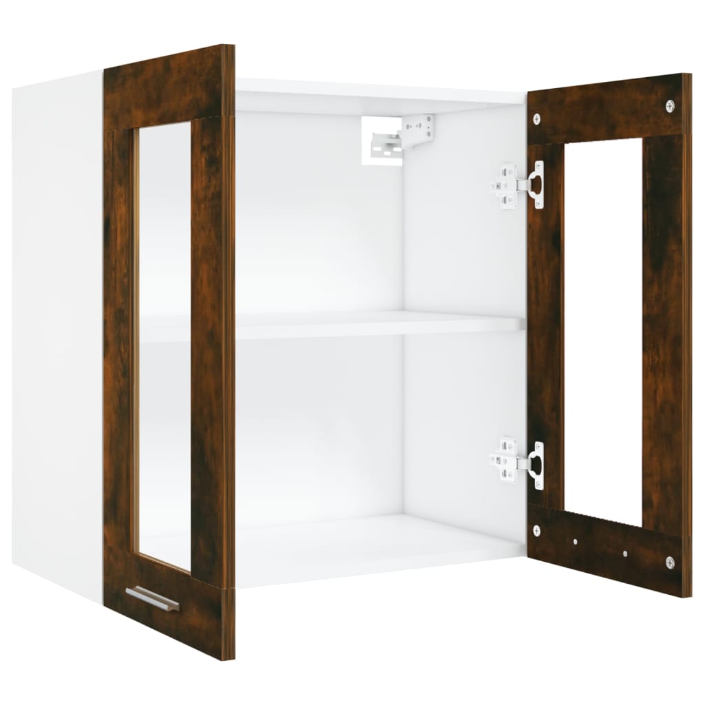 vidaXL Hängeschrank Lyon Glas Räuchereiche 60x31x60 cm Holzwerkstoff