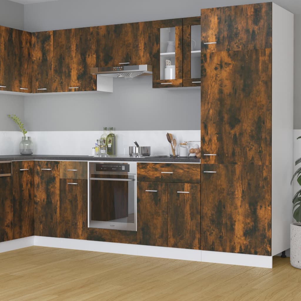 vidaXL Hängeschrank Lyon Glas Räuchereiche 60x31x60 cm Holzwerkstoff