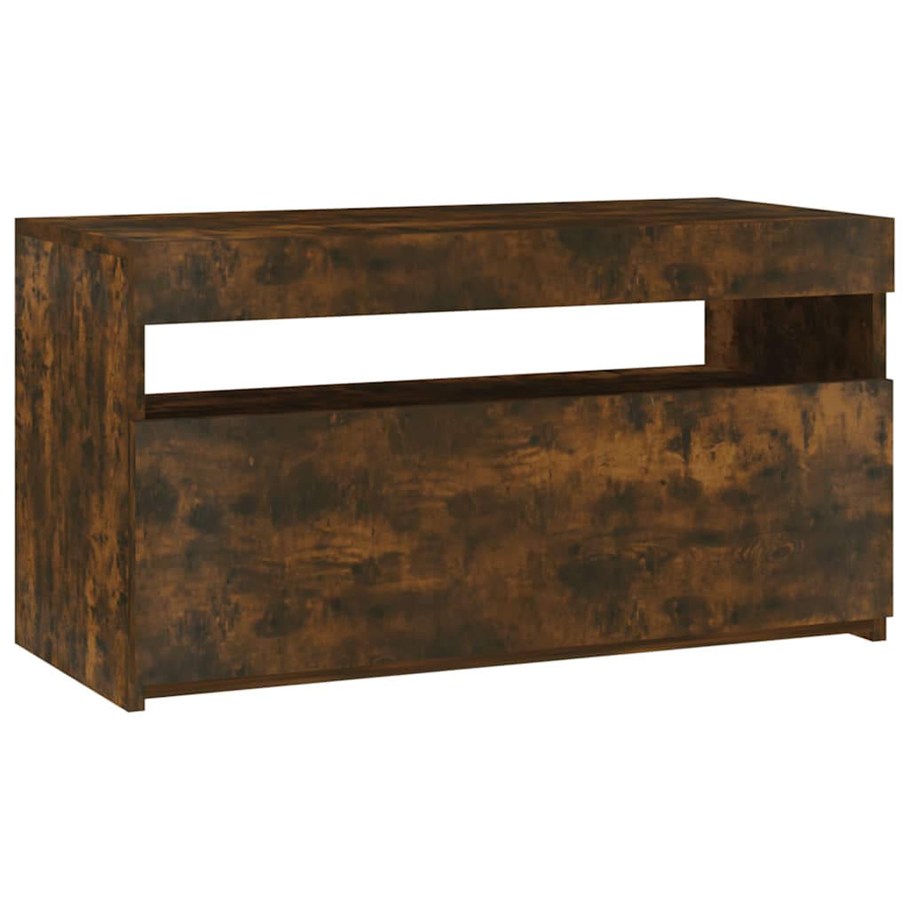 vidaXL TV-Schrank mit LED-Leuchten Räuchereiche 75x35x40 cm