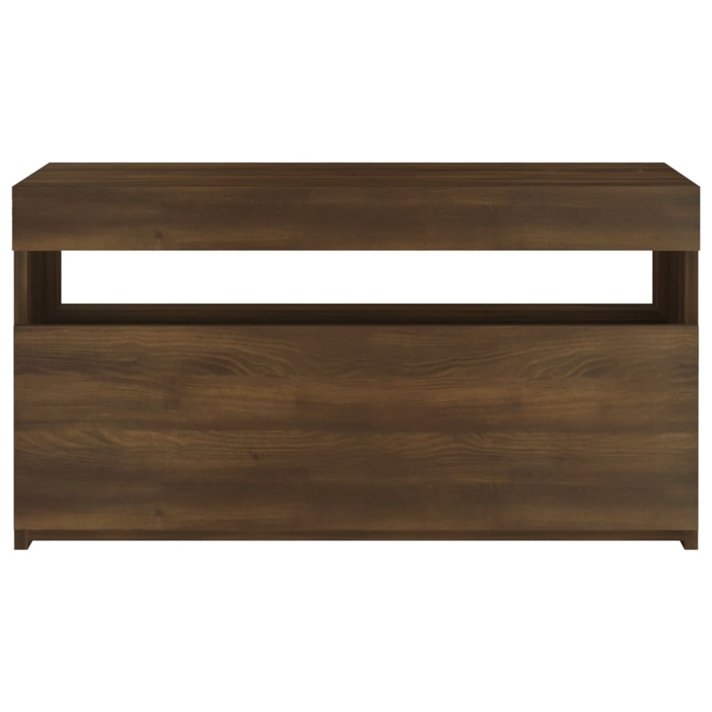 vidaXL TV-Schrank mit LED-Leuchten Braun Eichen-Optik 75x35x40 cm