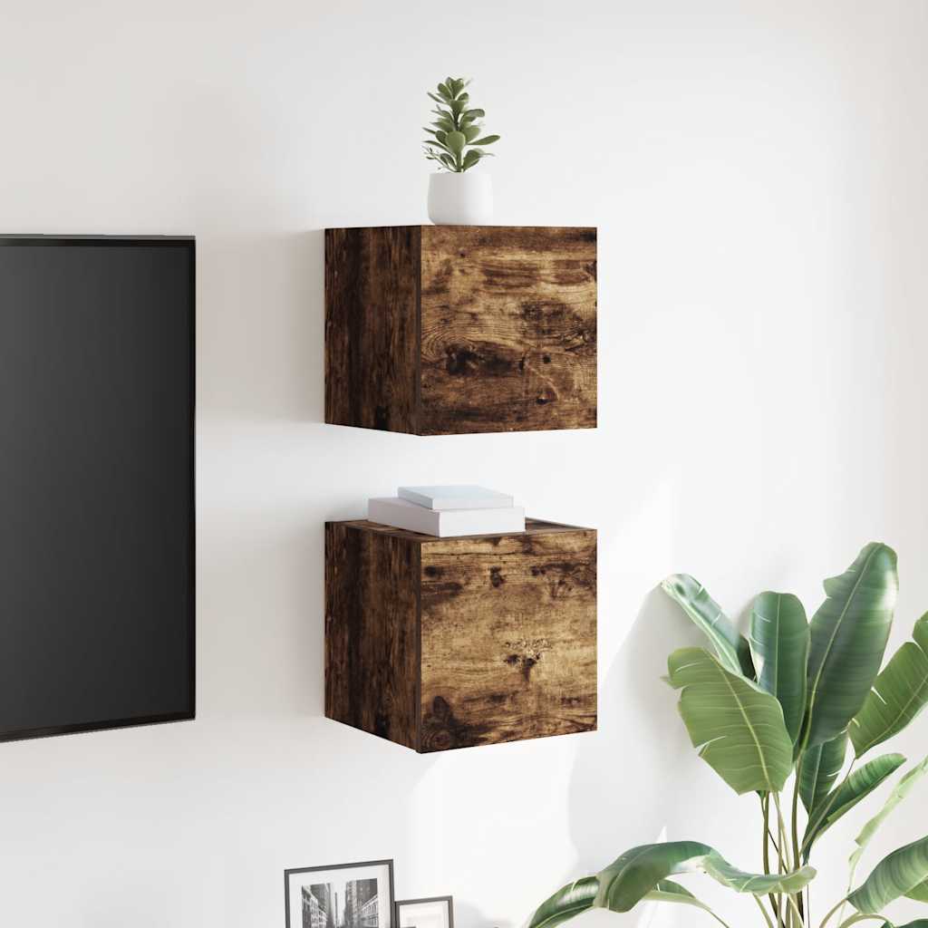 vidaXL TV-Wandschränke 2 Stk. Räuchereiche 30,5x30x30 cm