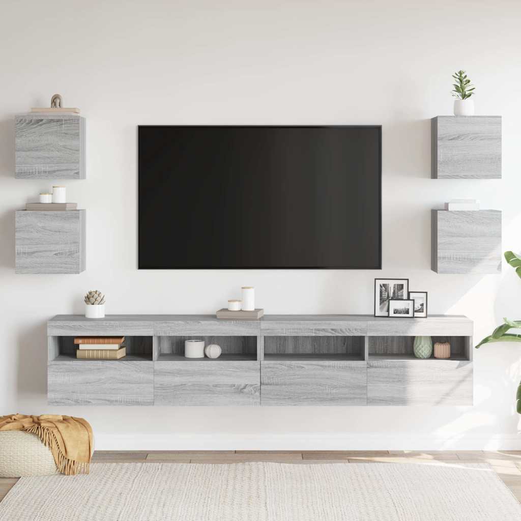 vidaXL TV-Wandschränke 4 Stk. Grau Sonoma 30,5x30x30 cm