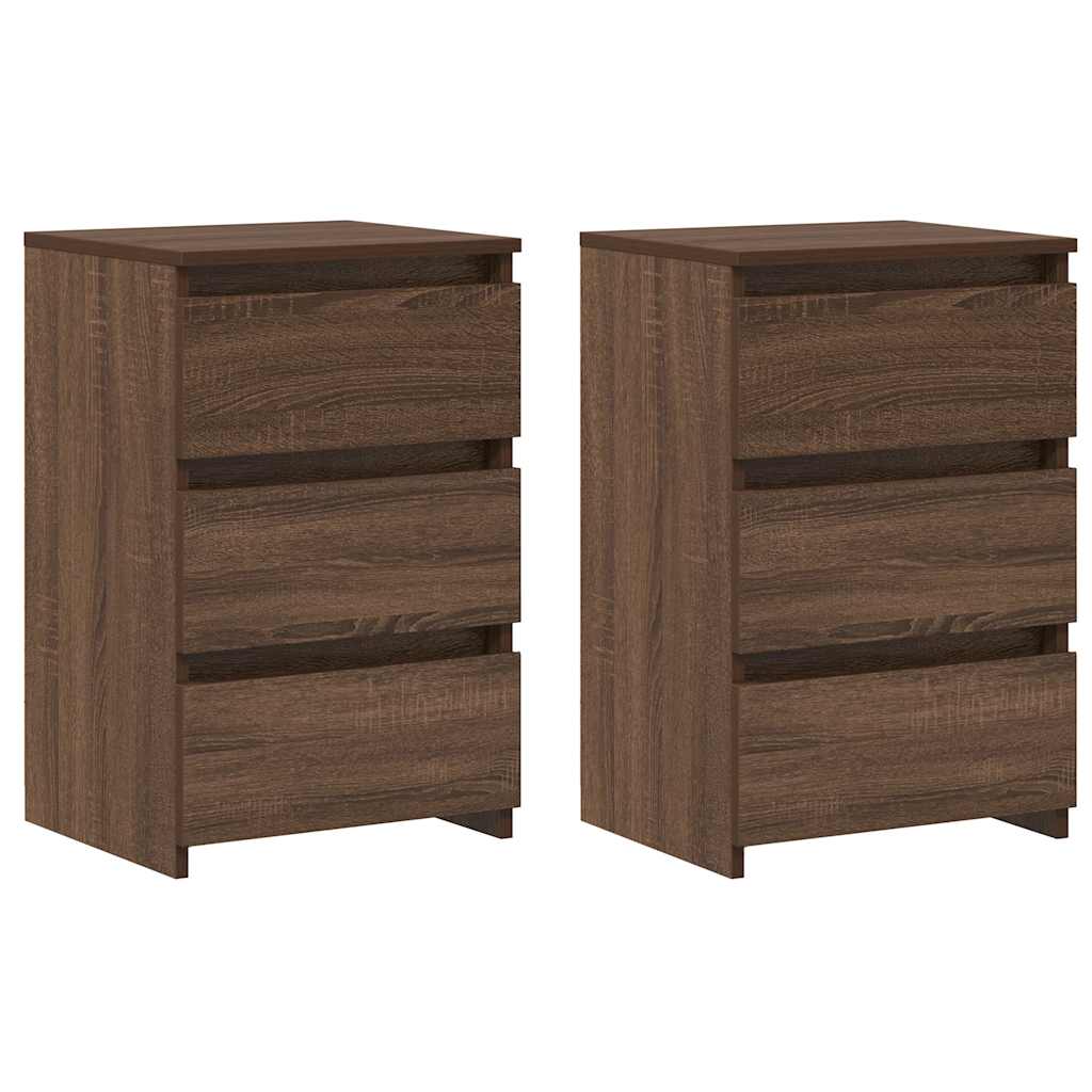 vidaXL Nachttische 2 Stk. Braun Eiche 40x35x62,5 cm Holzwerkstoff