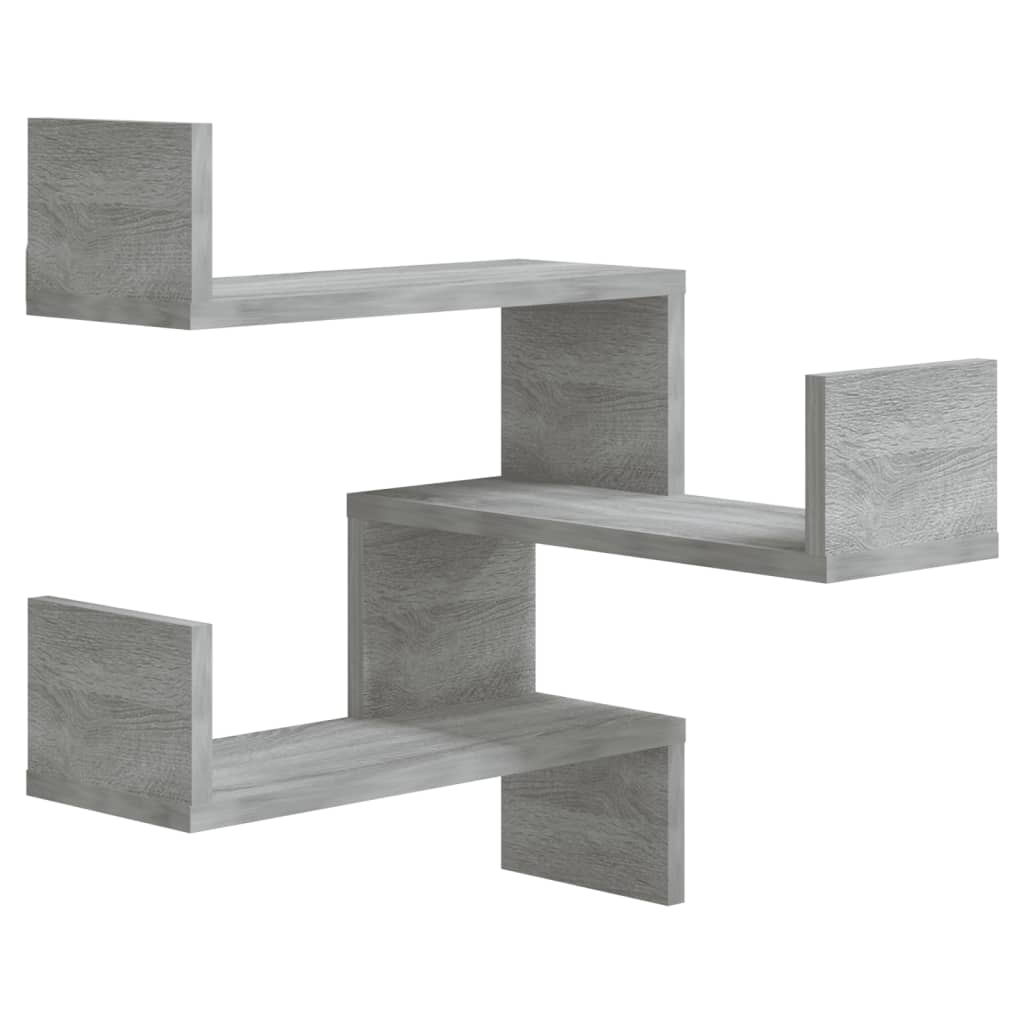 vidaXL Wand-Eckregale 2 Stk. Grau Sonoma 40x40x50 cm Holzwerkstoff