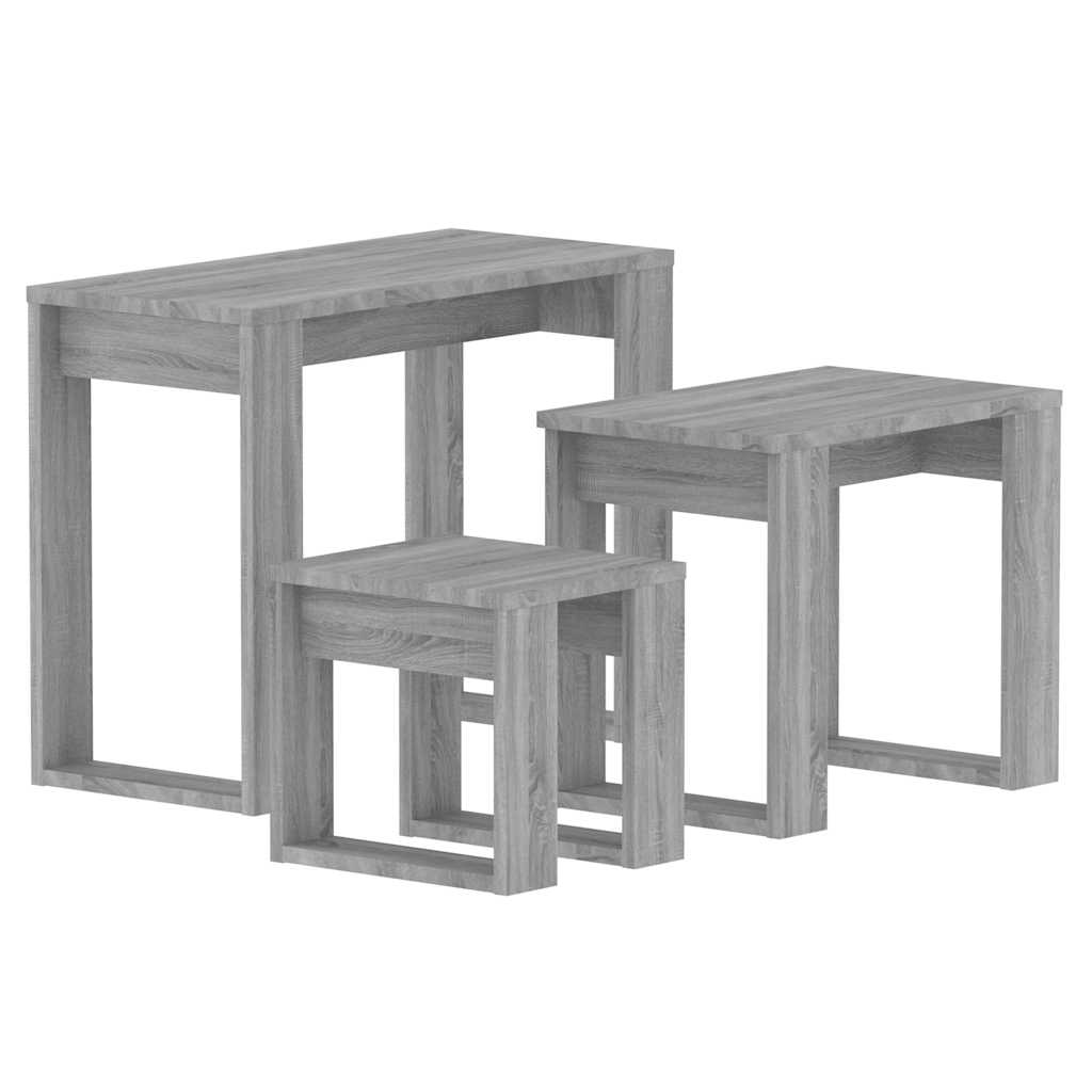 vidaXL Satztische 3 Stk. Grau Sonoma Holzwerkstoff