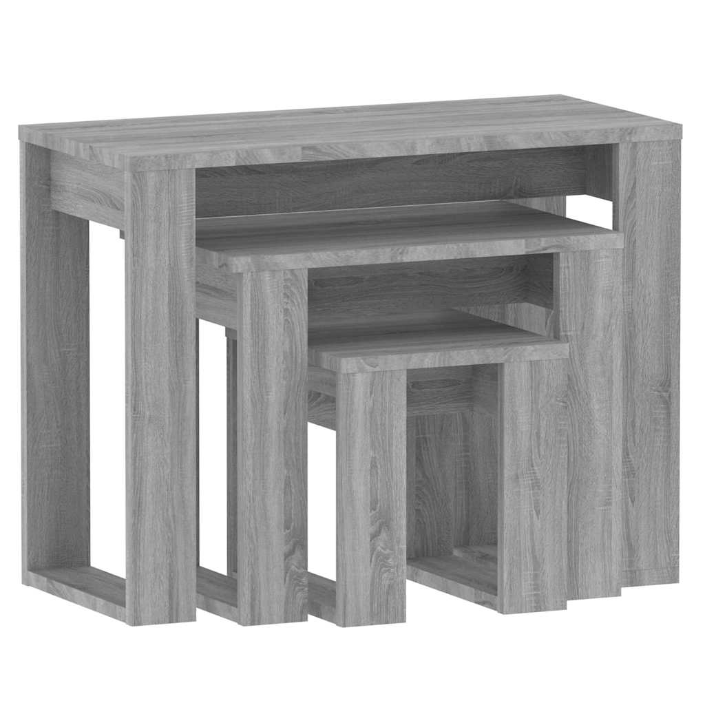 vidaXL Satztische 3 Stk. Grau Sonoma Holzwerkstoff