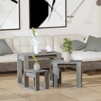vidaXL Satztische 3 Stk. Grau Sonoma Holzwerkstoff