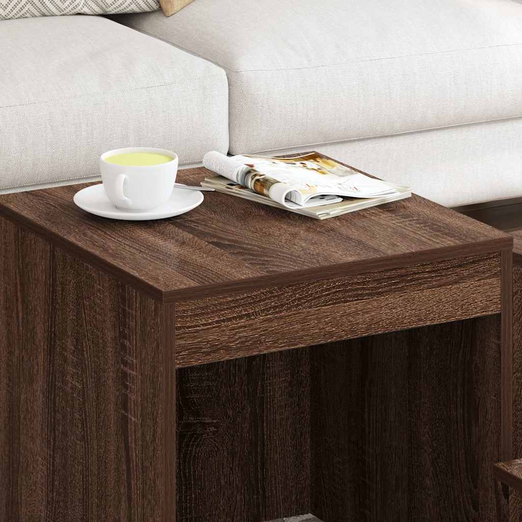 vidaXL Satztische 3 Stk. Braun Eichen-Optik Holzwerkstoff