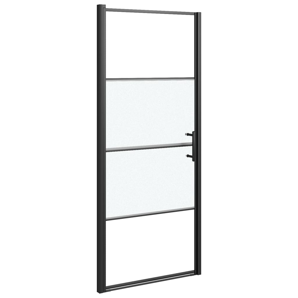 vidaXL Duschtür 81x195 cm Halbmatt Hartglas Schwarz