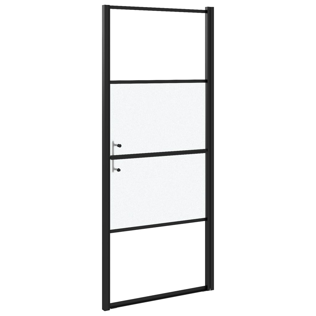vidaXL Duschtür 81x195 cm Halbmatt Hartglas Schwarz