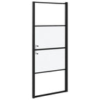 vidaXL Duschtür 81x195 cm Halbmatt Hartglas Schwarz