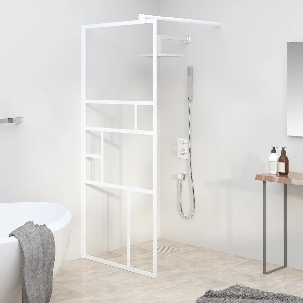 vidaXL Duschwand für Walk-In Dusche 80x195 cm ESG-Glas Weiß