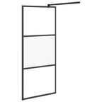 vidaXL Duschwand für Walk-In Dusche 80x195 cm ESG Halbmattiert Schwarz