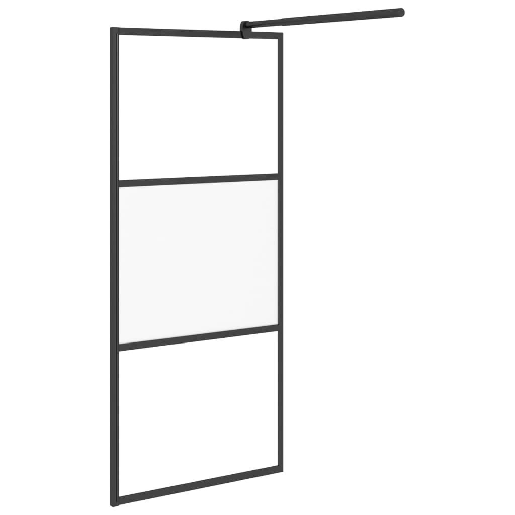 vidaXL Duschwand für Walk-In Dusche 80x195 cm ESG Halbmattiert Schwarz
