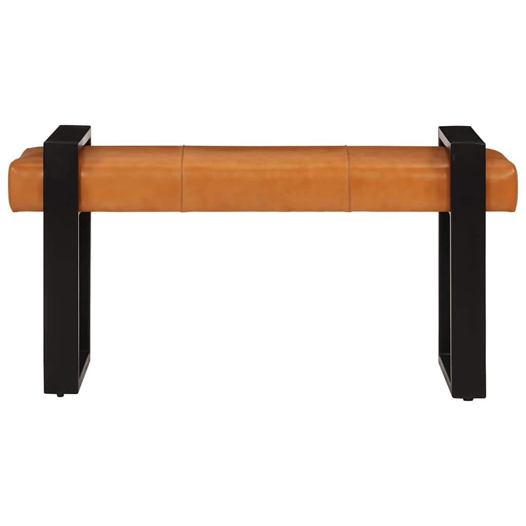 vidaXL Sitzbank Schwarz und Braun 110 cm Echtes Ziegenleder