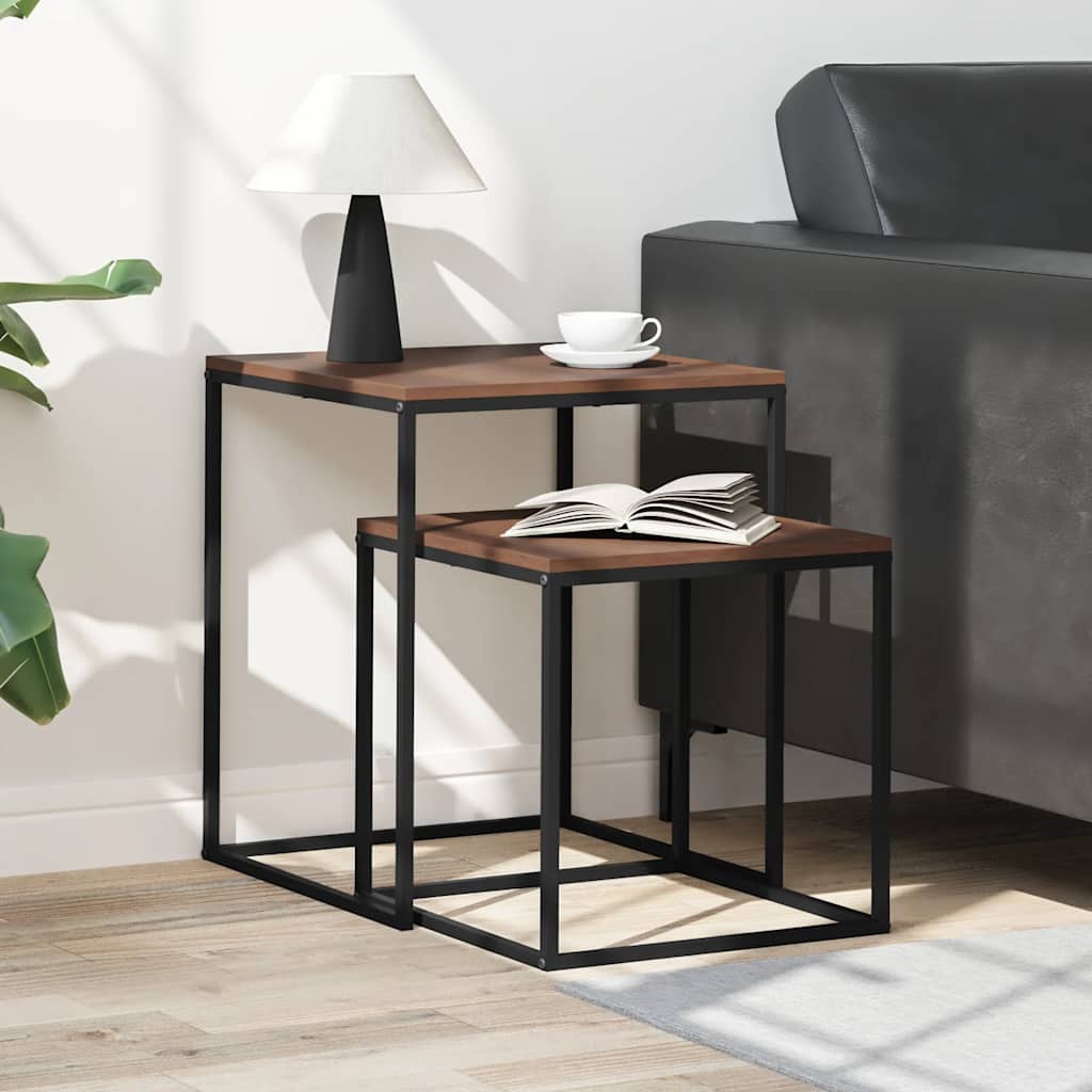 vidaXL Couchtisch-Set 2-tlg. Holzwerkstoff und Metall