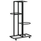 vidaXL Blumenständer 4-Etagen mit Rollen 44x23x80 cm Schwarz Eisen