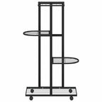 vidaXL Blumenständer 4-Etagen mit Rollen 44x23x80 cm Schwarz Eisen