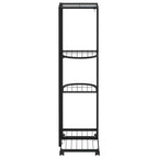 vidaXL Blumenständer 4-Etagen mit Rollen 44x23x80 cm Schwarz Eisen