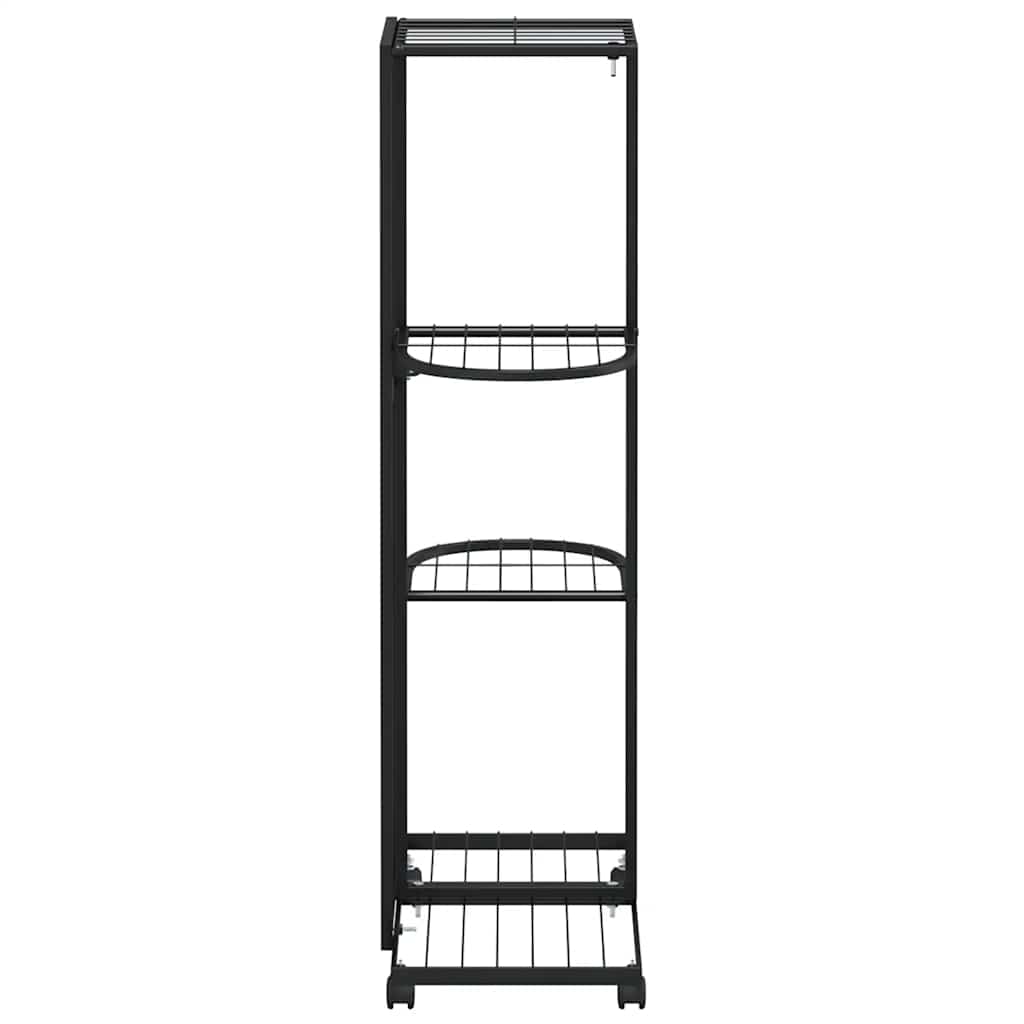 vidaXL Blumenständer 4-Etagen mit Rollen 44x23x80 cm Schwarz Eisen