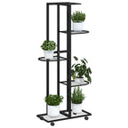 vidaXL Blumenständer 5-Etagen mit Rollen 44x23x100 cm Schwarz Eisen