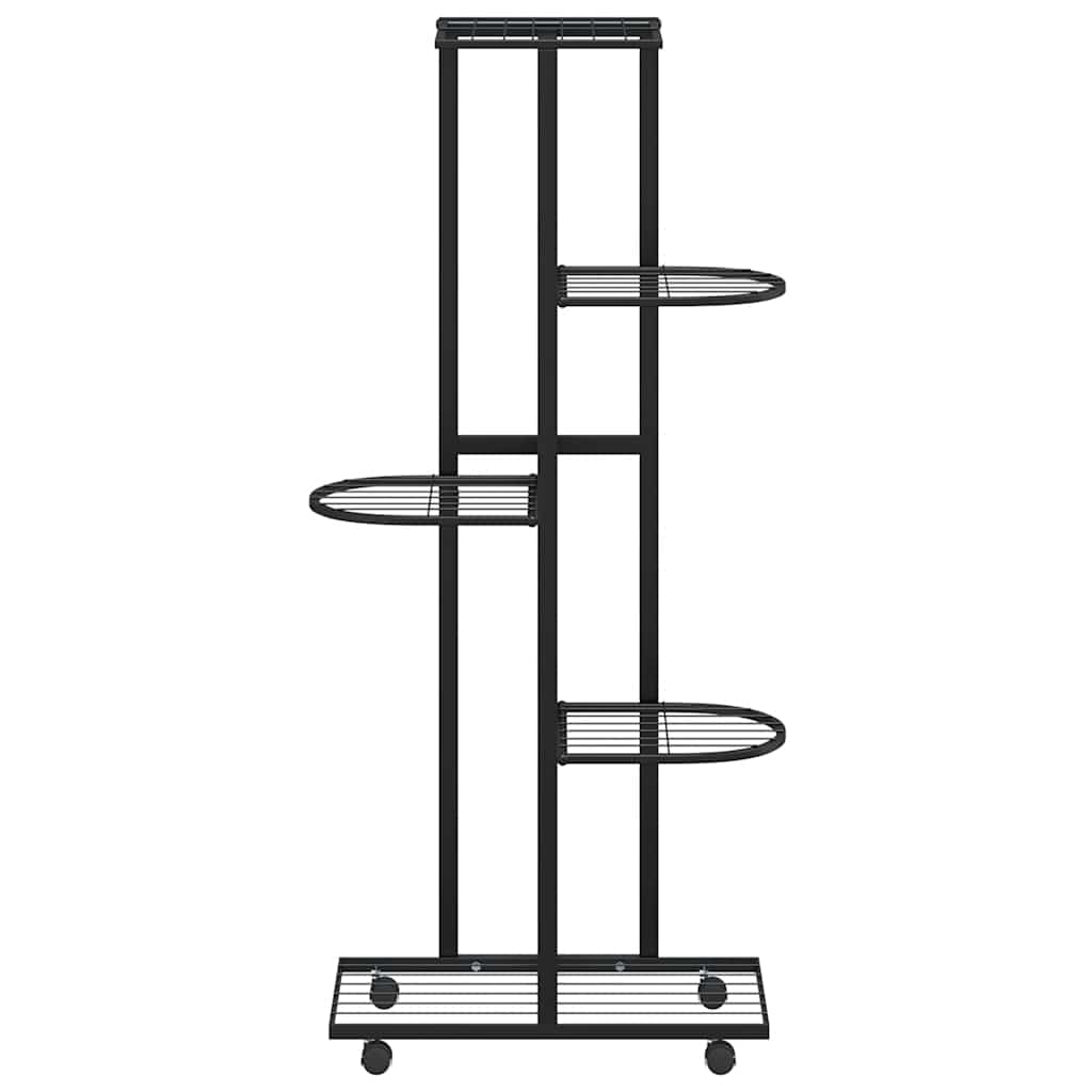 vidaXL Blumenständer 5-Etagen mit Rollen 44x23x100 cm Schwarz Eisen