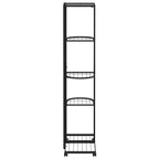 vidaXL Blumenständer 5-Etagen mit Rollen 44x23x100 cm Schwarz Eisen