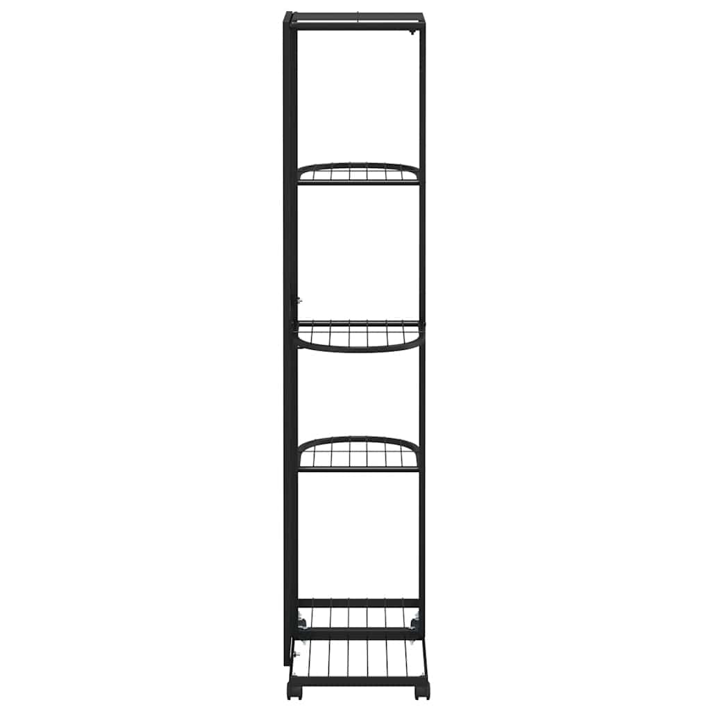 vidaXL Blumenständer 5-Etagen mit Rollen 44x23x100 cm Schwarz Eisen