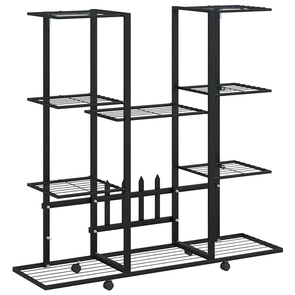 vidaXL Blumenständer mit Rollen 94,5x24,5x91,5 cm Schwarz Eisen