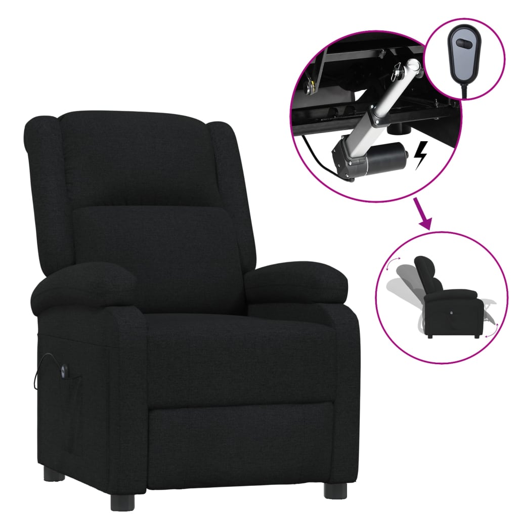 vidaXL Relaxsessel Elektrisch Schwarz Stoff