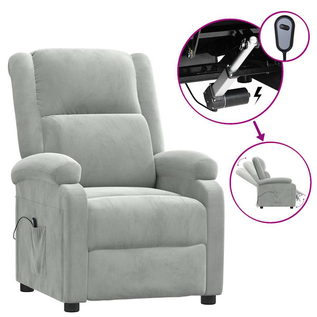 vidaXL Relaxsessel Elektrisch Hellgrau Samt