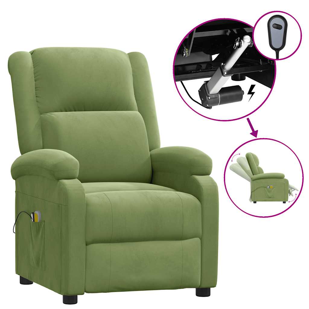 vidaXL Elektrischer Massagesessel Hellgrün Samt